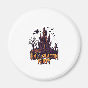 Halloween Party Haunted Castle Pumpkins Bats Magnet