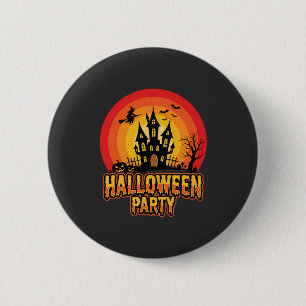 Halloween Party Haunted Castle Retro Vector 6 Cm Round Badge