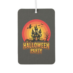 Halloween Party Haunted Castle Retro Vector Car Air Freshener