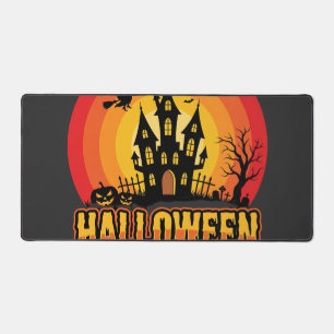 Halloween Party Haunted Castle Retro Vector Desk Mat