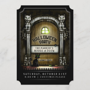 Halloween Party Haunted Door Invitation
