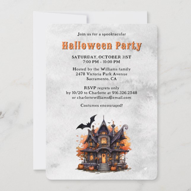Halloween Party Haunted House Jack O’Lantern Invitation (Front)