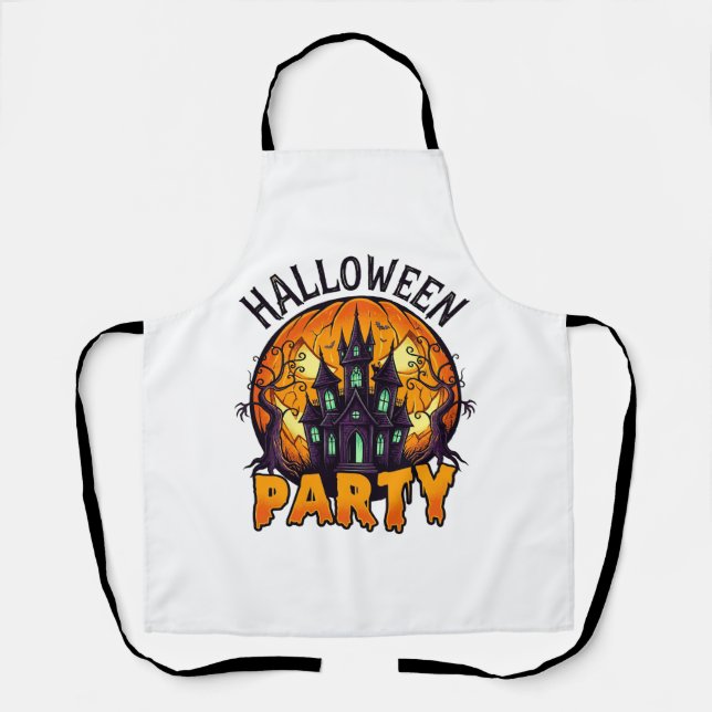 Halloween Party Haunted House Pumpkin Bats_1 Apron (Front)