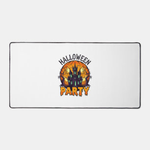 Halloween Party Haunted House Pumpkin Bats_1 Desk Mat