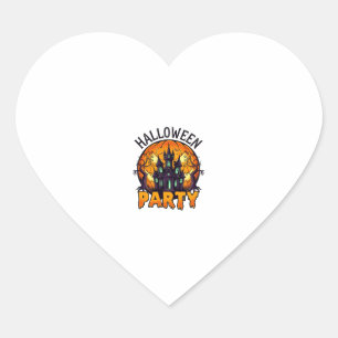 Halloween Party Haunted House Pumpkin Bats_1 Heart Sticker