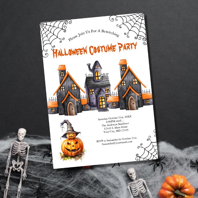 Halloween Party Haunted House Pumpkins Invitation (Halloween Costume Party invitation)