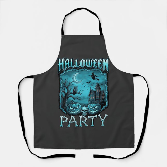 Halloween Party Haunted House Pumpkins Skull Witch Apron (Front)