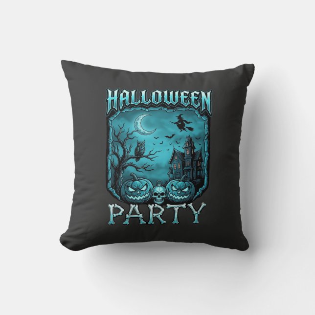 Halloween Party Haunted House Pumpkins Skull Witch Cushion (Front)