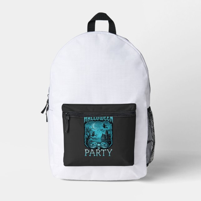 Halloween Party Haunted House Pumpkins Skull Witch Printed Backpack (Front)
