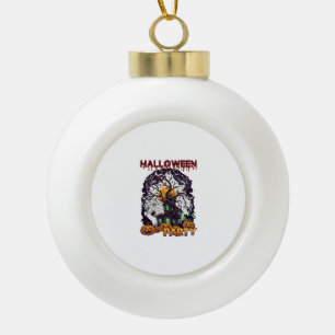 Halloween Party Haunted House Tree Pumpkins Black  Ceramic Ball Christmas Ornament