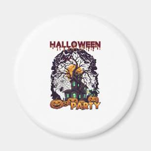 Halloween Party Haunted House Tree Pumpkins Black  Magnet