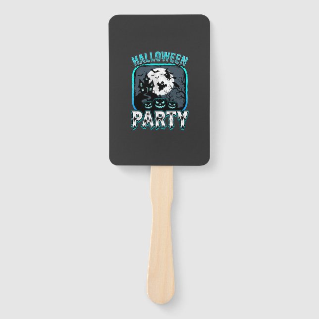 Halloween Party Haunted Pumpkin Vector Design Hand Fan (Front)