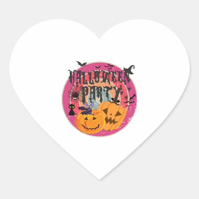 Halloween Party        Heart Sticker (Front)