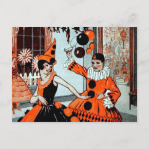 Halloween Party in Orange and Black Postcard