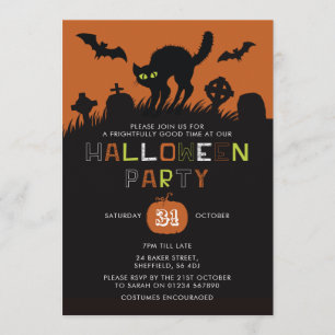 Halloween party invitation - Black Cat