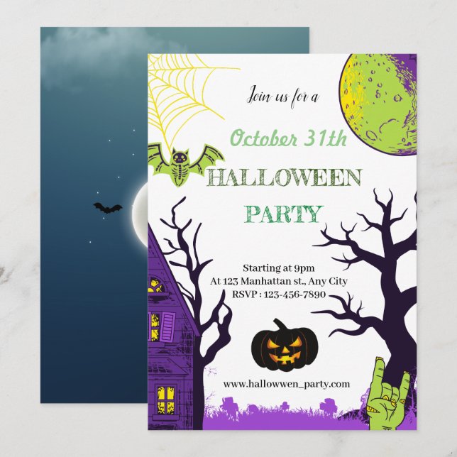Halloween Party Invitation Card (Front/Back)
