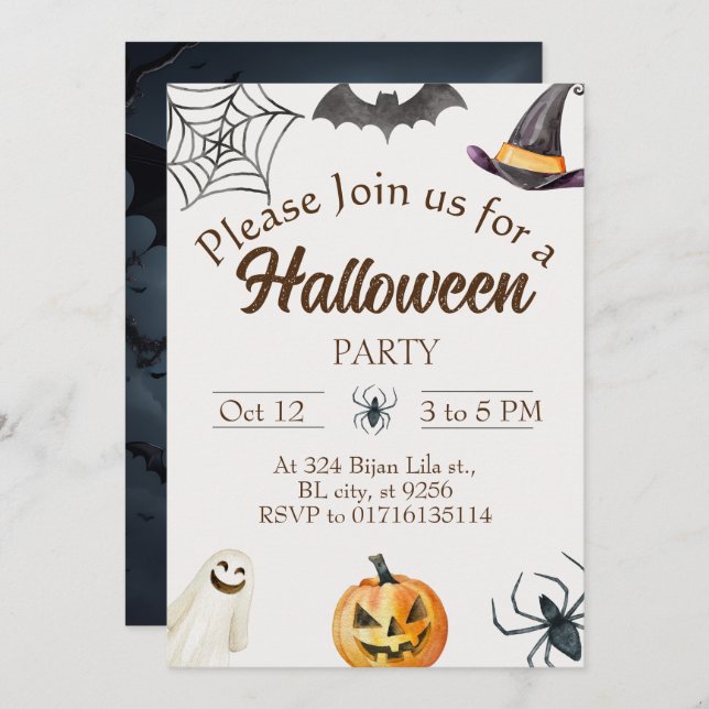 Halloween Party Invitation Card (Front/Back)