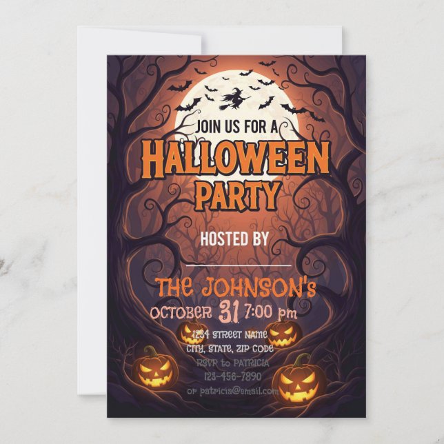 Halloween Party Invitation Card | Spooky Forest Pu (Front)