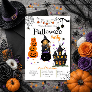 Halloween party invitation featuring skulls
