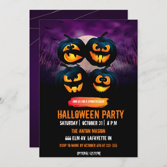 Halloween party invitation fully customisable (Front/Back)