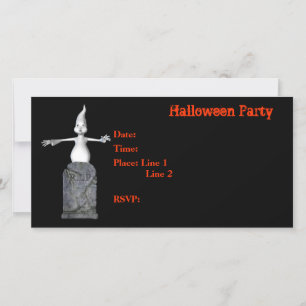 Halloween Party Invitation Ghost Tombstone Card