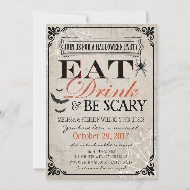 Halloween Party Invitation, Halloween Birthday Invitation (Front)
