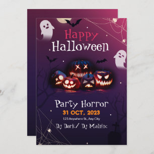 Halloween Party Invitation, Horror Party Halloween Holiday Card