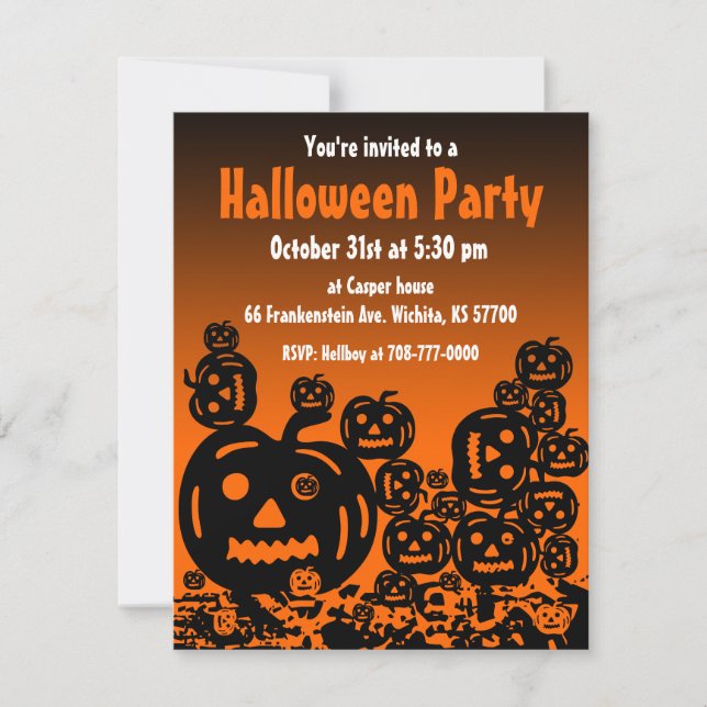 Halloween Party Invitation Jack O Lantern 5 (Front)