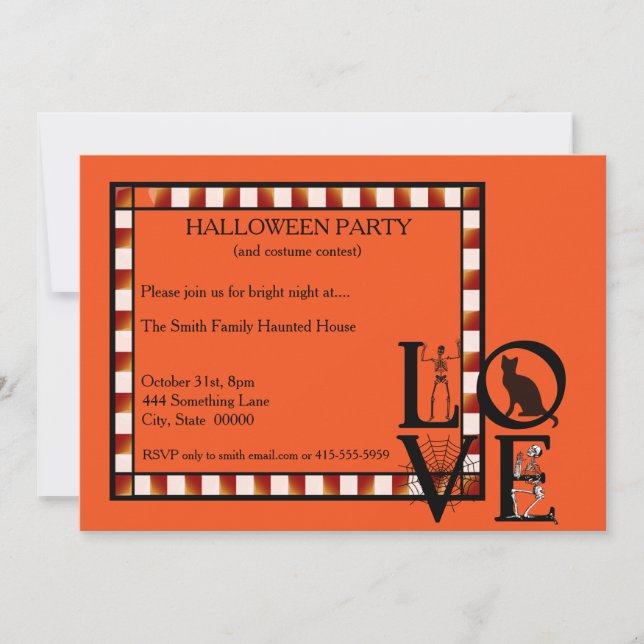 Halloween Party Invitation Orange & Black (Front)