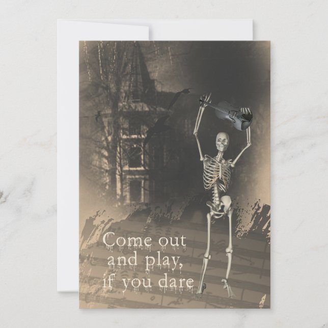 Halloween Party Invitation, Skeleton with Violin Invitation (Front)