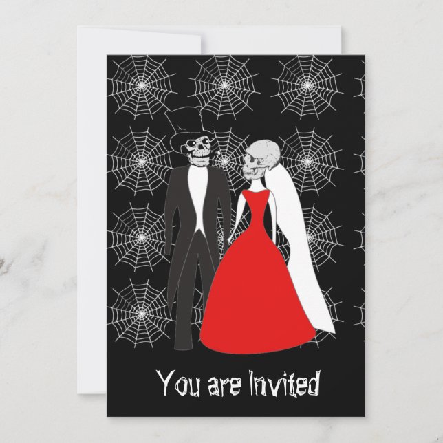 Halloween Party Invitation skull Skeletons black (Front)