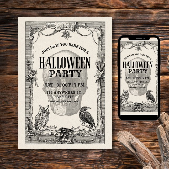 Halloween Party Invitation, Vintage Halloween Invitation (Creator Uploaded)