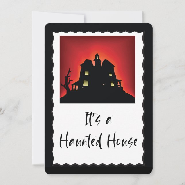 Halloween Party Invitation with Haunted House (Front)