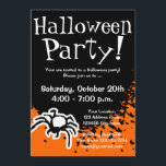 Halloween party invitations | Custom invites<br><div class="desc">Halloween party invitations | Custom invites with scary spider design. Personalizable announcement text and background colour. Black and orange.</div>