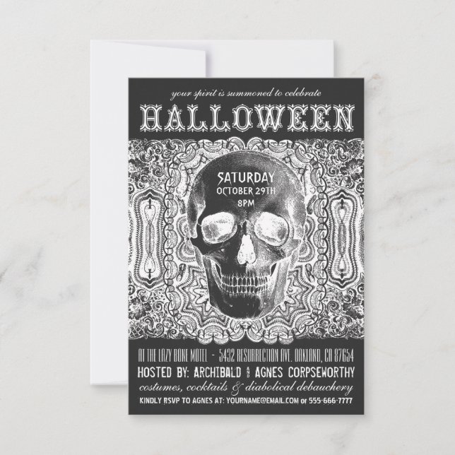 Halloween Party Invitations - Steampunk Black (Front)