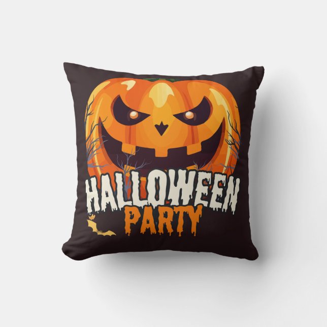 Halloween Party – Jack-o’-Lantern Design Cushion (Front)