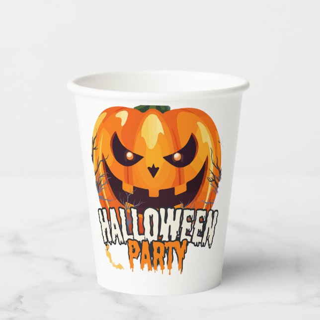 Halloween Party – Jack-o’-Lantern Design Paper Cups (Front)