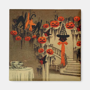 Halloween Party Jack O Lantern Pumpkin Black Cat Magnet