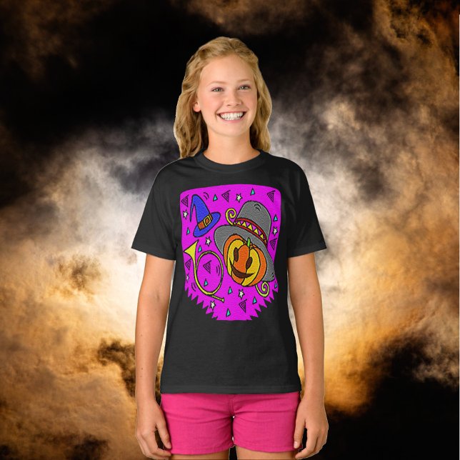 Halloween Party Jack O'Lantern Bugle Purple Girls T-Shirt (Halloween Party Jack O'Lantern Bugle Purple Girls T-Shirt)