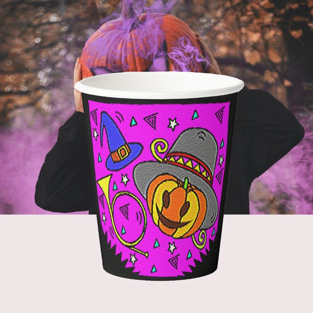 Halloween Party Jack O'Lantern Bugle Purple Paper Cups (Halloween Party Jack O'Lantern Bugle Bats Purple Paper Cups)