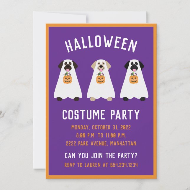 Halloween Party Labrador Retriever Ghost Dogs Invitation (Front)