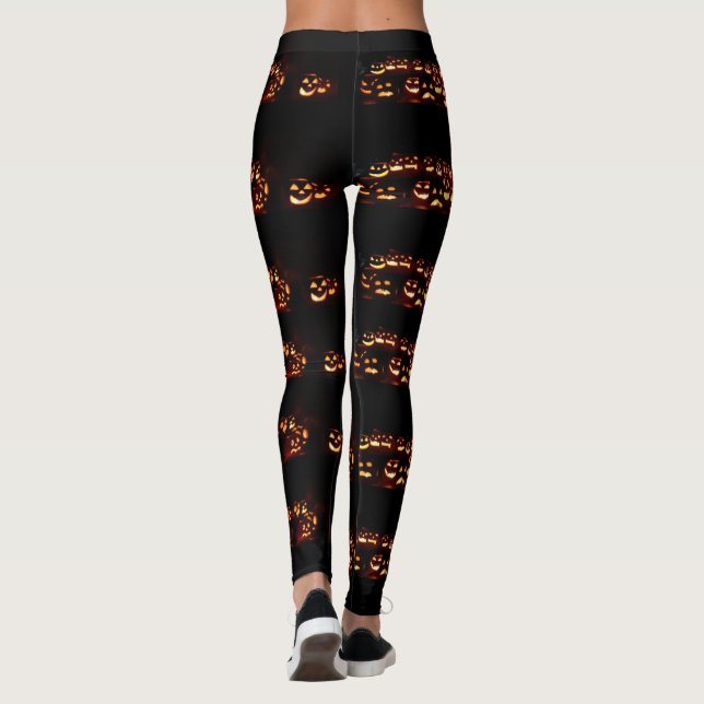 Halloween Party Leggings Pumpkins at Night (Back)