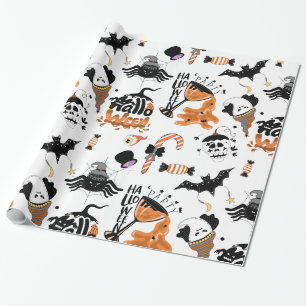 Halloween party monsters wrapping paper