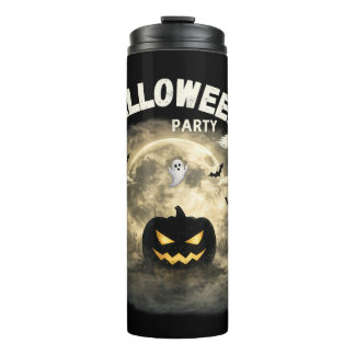 Halloween Party Moon Pumpkin Ghost Vintage Hallowe Thermal Tumbler