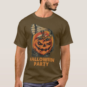 Halloween Party Music Pumpkin Head Retro Sunset Ho T-Shirt