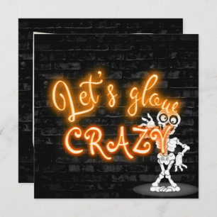 Halloween Party Neon Sign with Skeleton Invitation