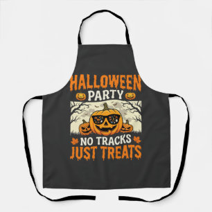 Halloween Party No Tracks Just Treats Pumpkin Apron