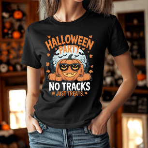 Halloween Party No Tracks Just Treats Pumpkin T-Shirt