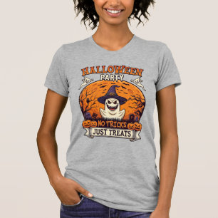 Halloween Party No Tricks Just Treats Ghost Moon P T-Shirt