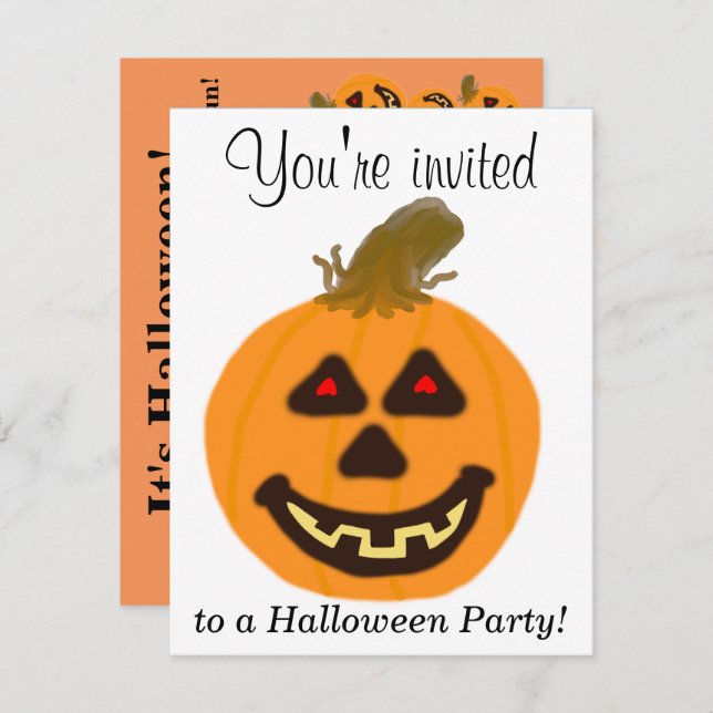 Halloween Party Orange Pumpkins PERSONALIZE Invitation (Front/Back)
